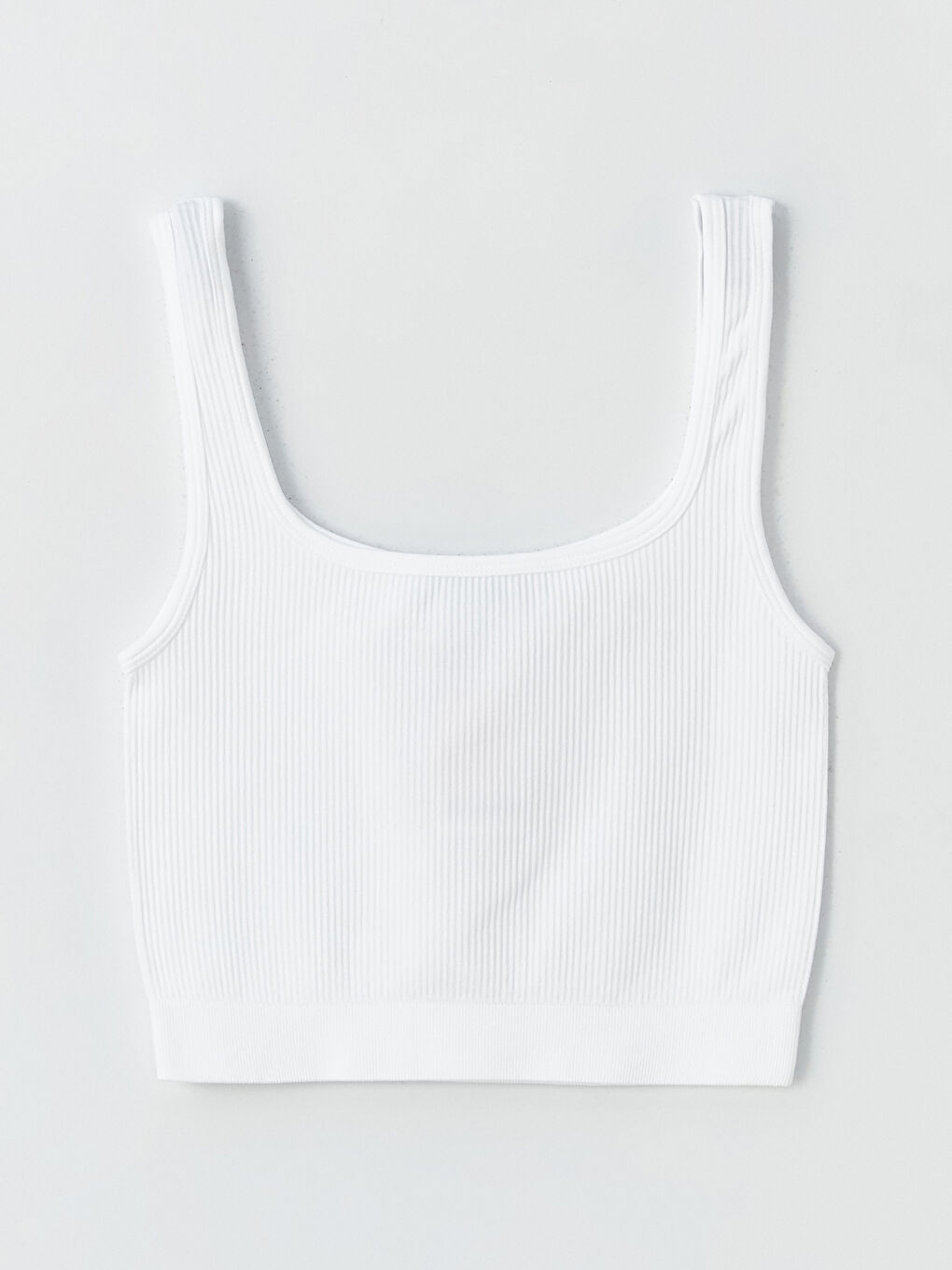 Beyaz U Yaka Crop Kadın Sporcu Atleti-5