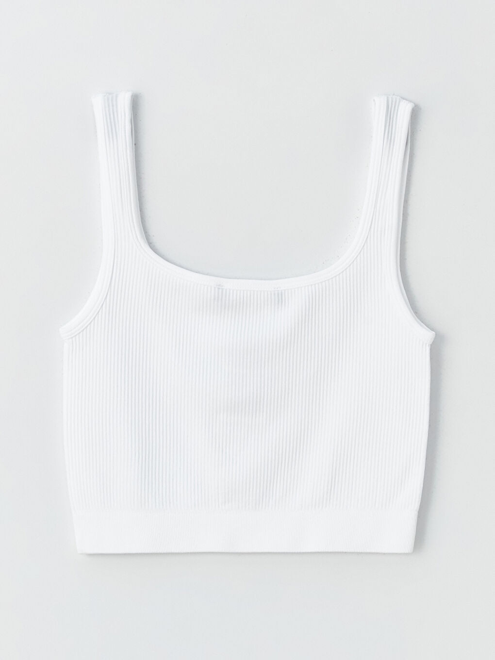 Beyaz U Yaka Crop Kadın Sporcu Atleti-6