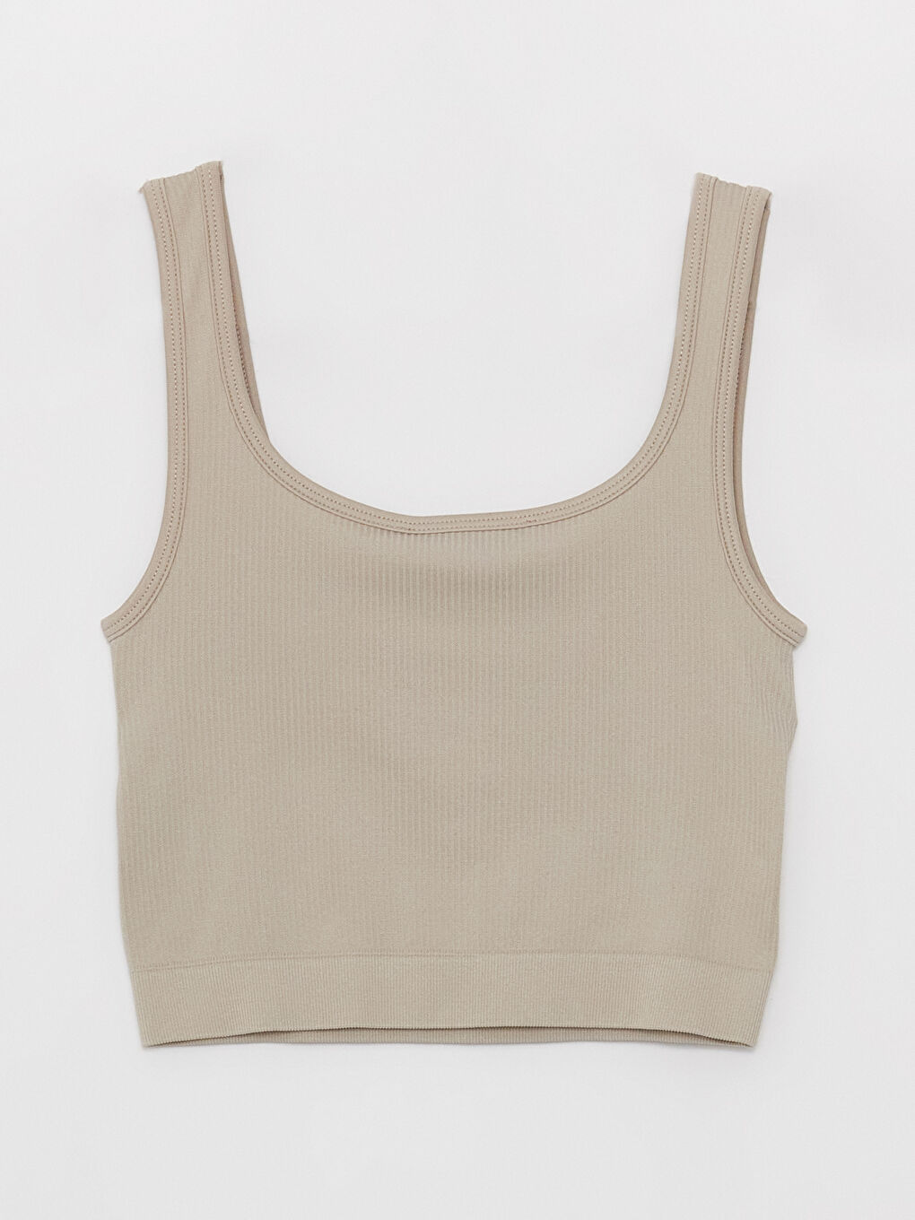 Bej U Yaka Crop Kadın Sporcu Atleti-6