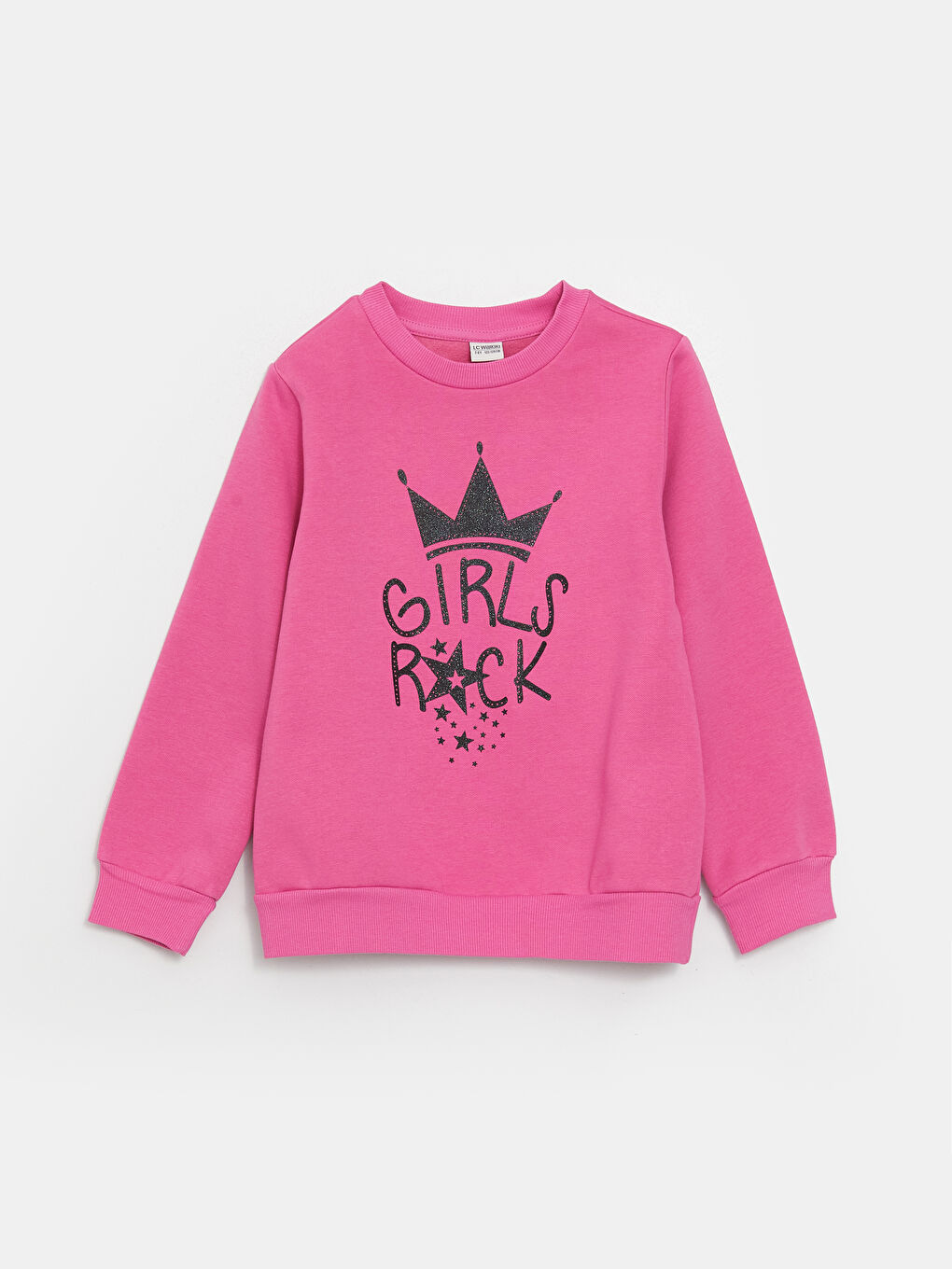 Pembe Bisiklet Yaka Baskılı Uzun Kollu Kız Çocuk Sweatshirt