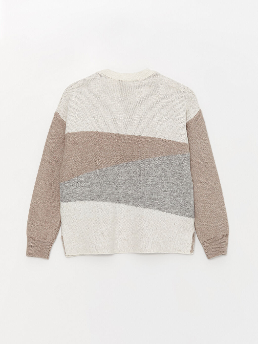 LCWAIKIKI Classic Crew Neck Color Block Long Sleeve Women's Knitwear Sweater -W3G648Z8-VBR