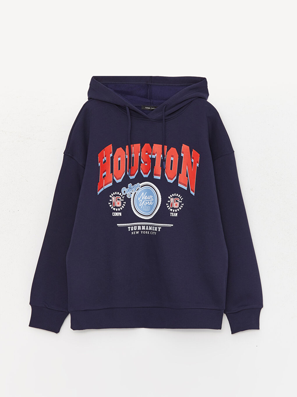 LCW Vision Lacivert Baskılı Oversize Kadın Kalın Hoodie - 5