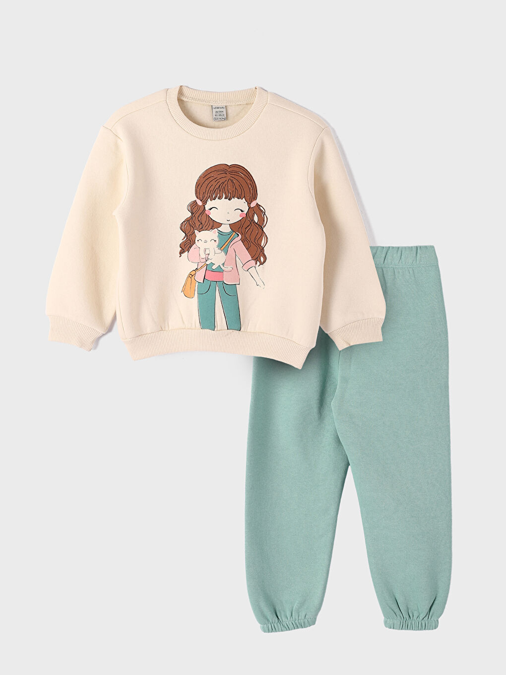 Crew Neck Long Sleeve Baby Girl Sweatshirt and Pants 2-Pack Set