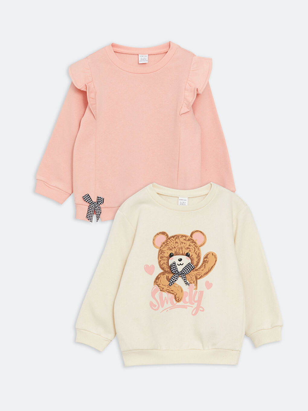 Crew Neck Printed Baby Girls' Sweatshirt 2 Pack