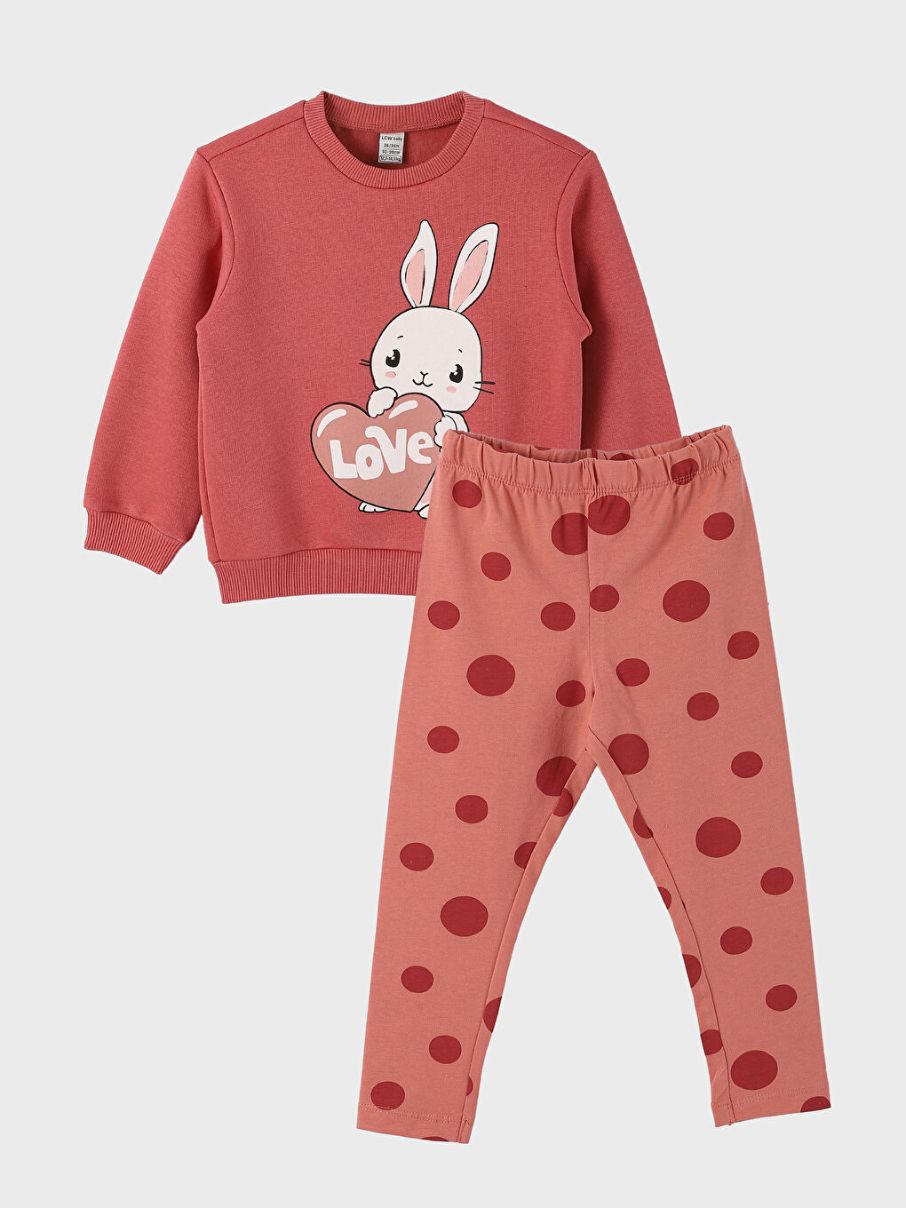 Crew Neck Long Sleeve Printed Baby Girls' Sweatshirt and Tights 2 Pack Set