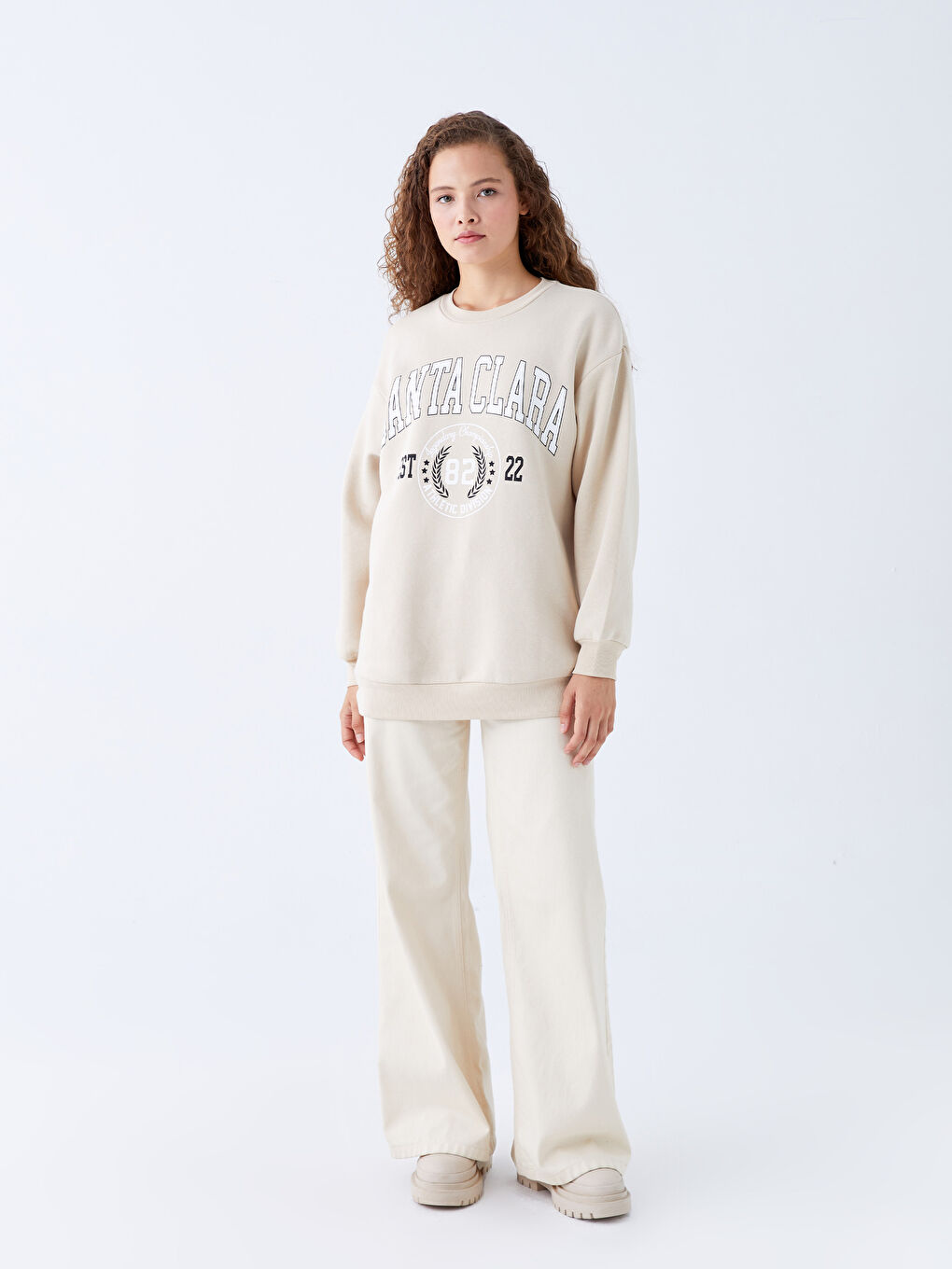 Толстовка с круглым вырезом, с принтом, оверсайз, толстая, для женщин-2