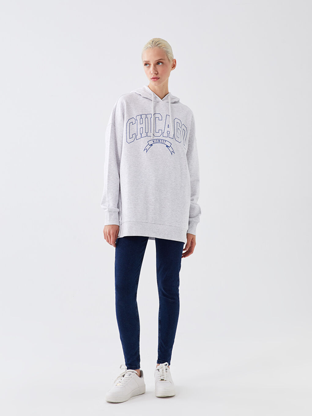 XSIDE Bedrucktes Oversize Damen Dickes Kapuzensweatshirt -W3G817Z8-VD7