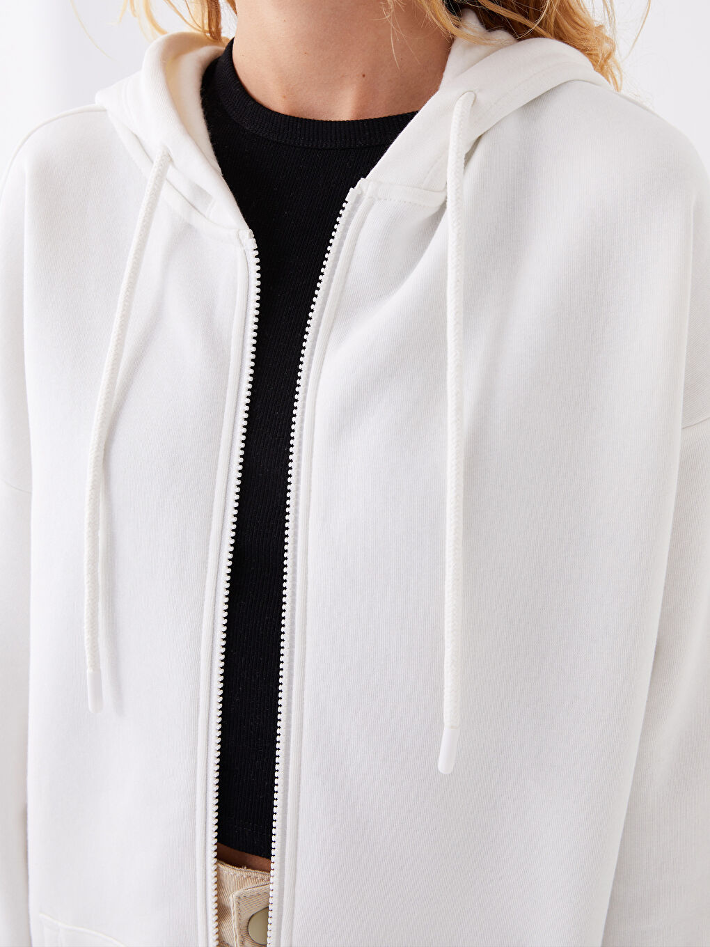 Hooded Printed Oversize Women's Thick Zip-Up Sweatshirt-3