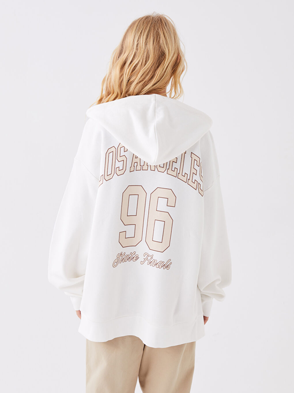 Hooded Printed Oversize Women's Thick Zip-Up Sweatshirt-4