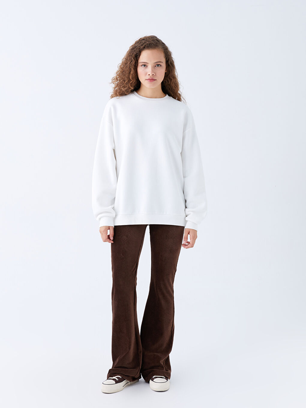 XSIDE Rundhalsausschnitt Oversize Damen Dickes Sweatshirt -W3G822Z8-KE8