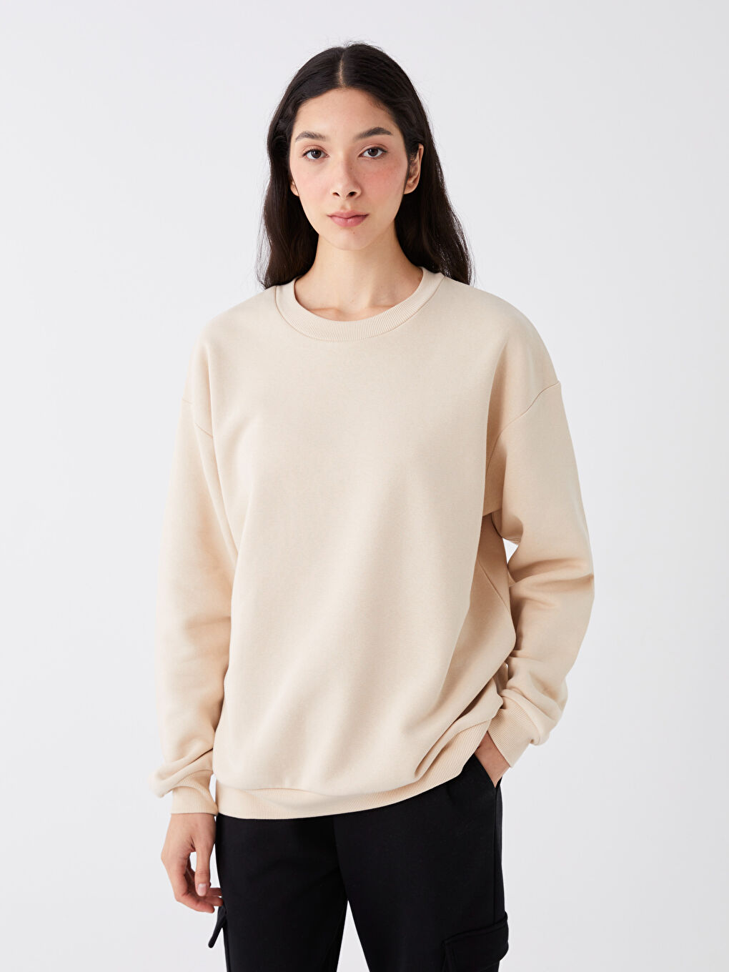 Crew Neck Oversize Women's Thick Sweatshirt