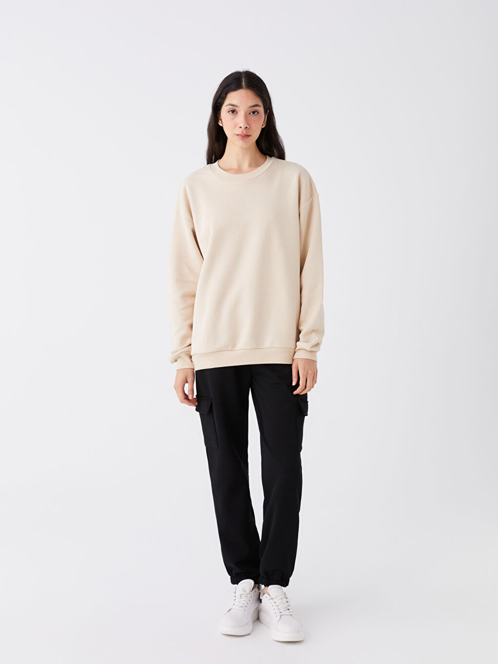 Crew Neck Oversize Women's Thick Sweatshirt-2