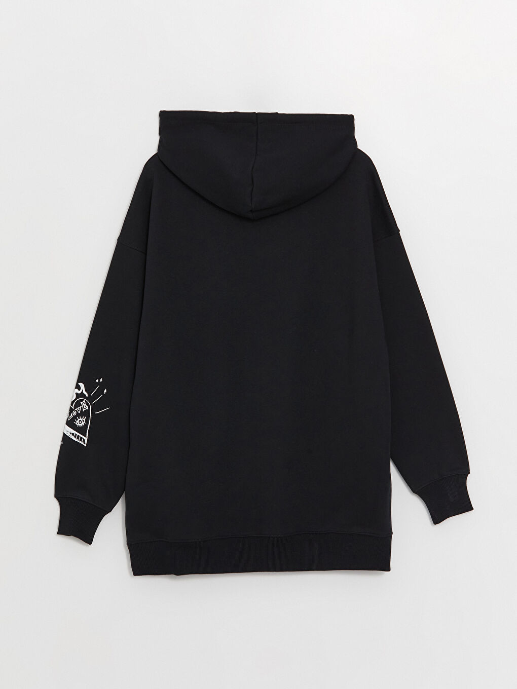 XSIDE Yeni Siyah Baskılı Oversize Kadın Kalın Hoodie - 7