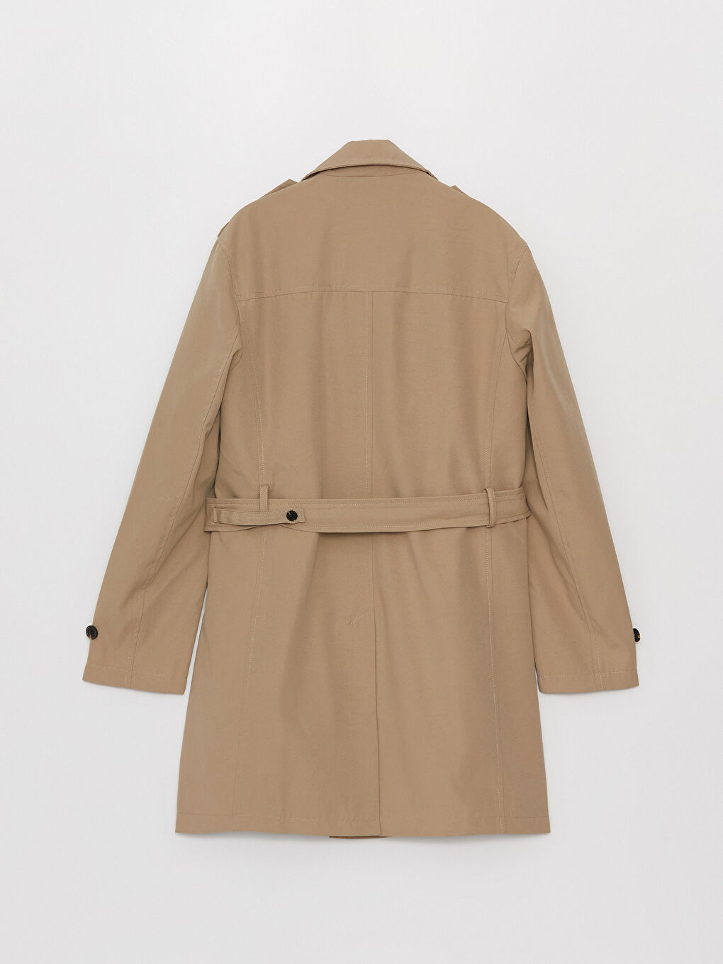 Bej Slim Fit Ceket Yaka Gabardin Erkek Trençkot-9