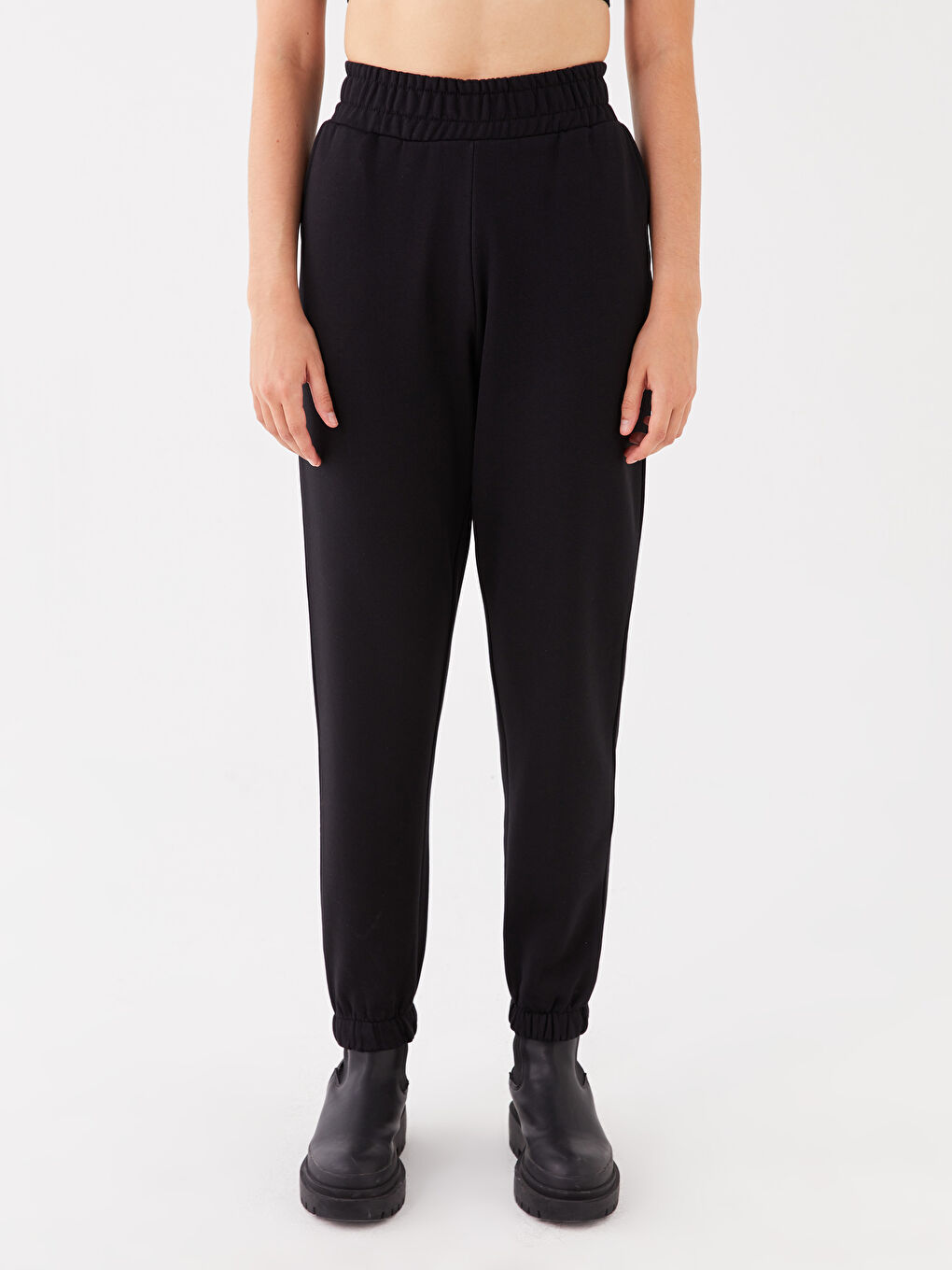 بنطلون رياضي سادة بخصر مرن للسيدات-2