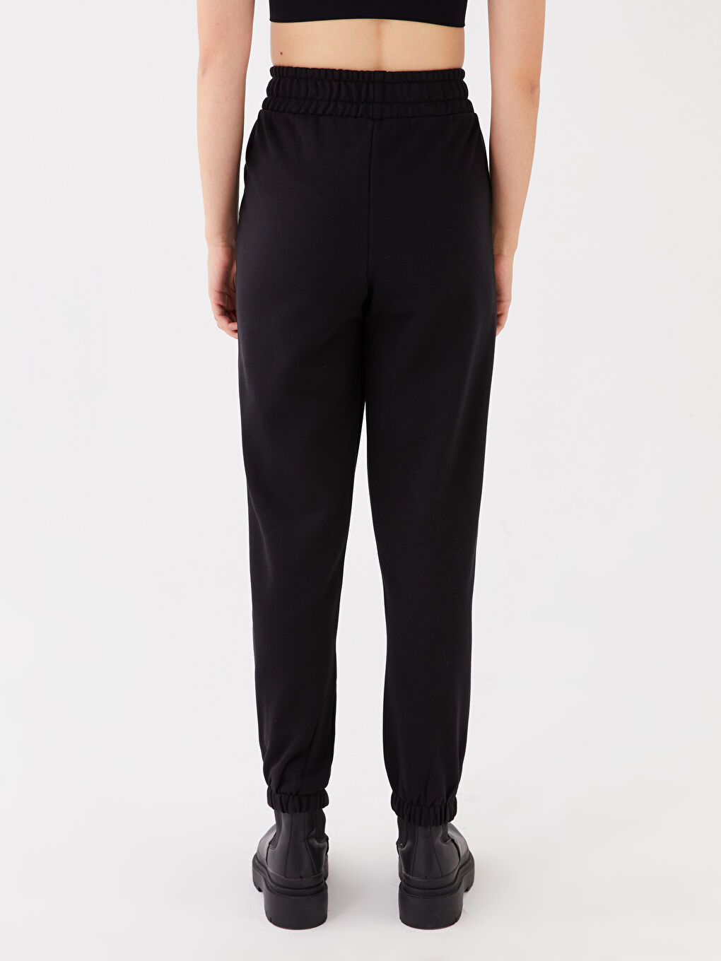 بنطلون رياضي سادة بخصر مرن للسيدات-3