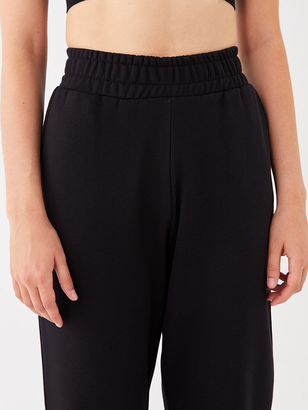 بنطلون رياضي سادة بخصر مرن للسيدات-4