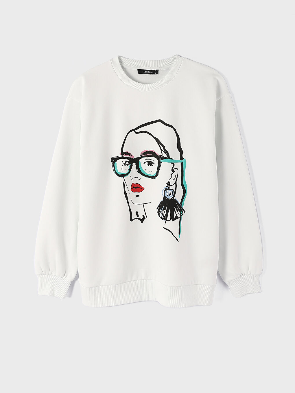 Crew Neck Printed Women's Thick Sweatshirt
