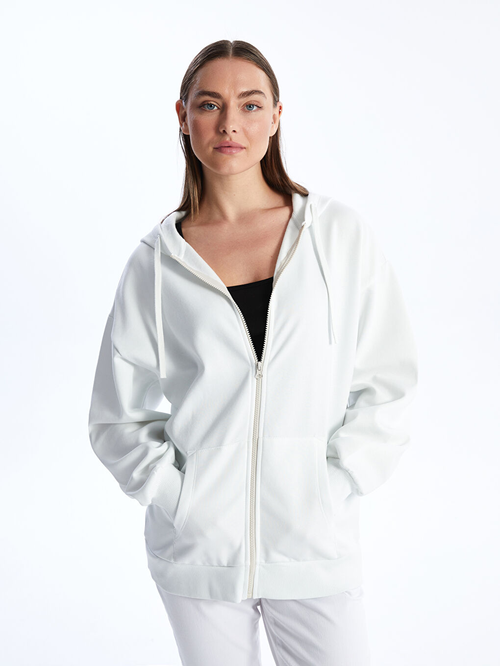 XSIDE Hooded Oversize Women's Thick Zipper Sweatshirt -W3G905Z8-FE8