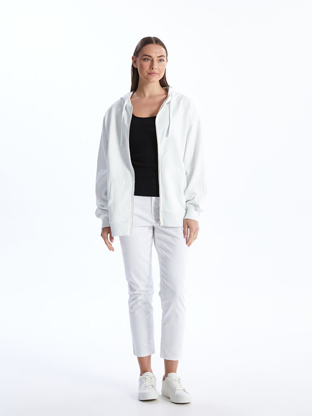 XSIDE Hooded Oversize Women's Thick Zipper Sweatshirt -W3G905Z8-FE8