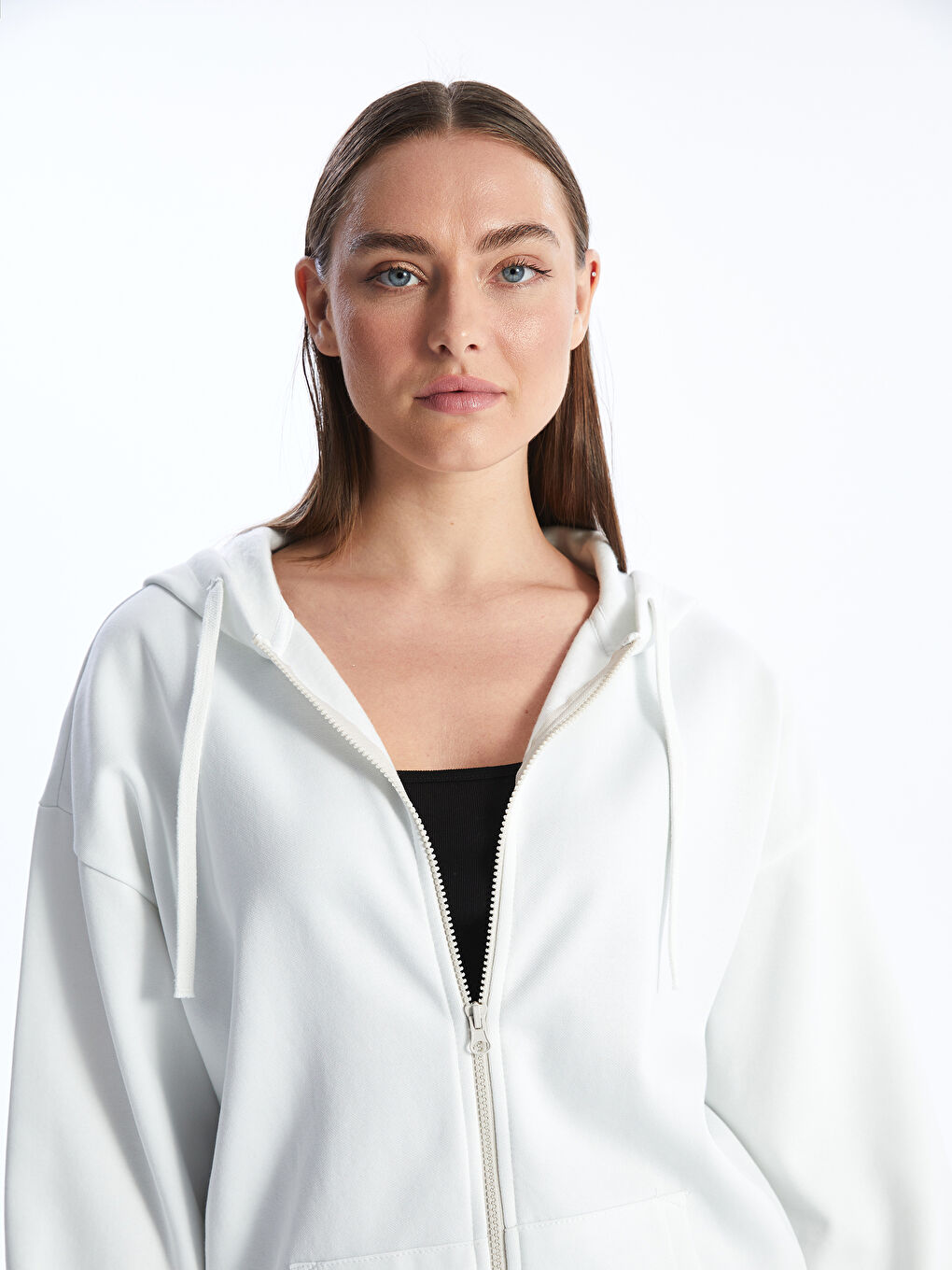 XSIDE Hooded Oversize Women's Thick Zipper Sweatshirt -W3G905Z8-FE8