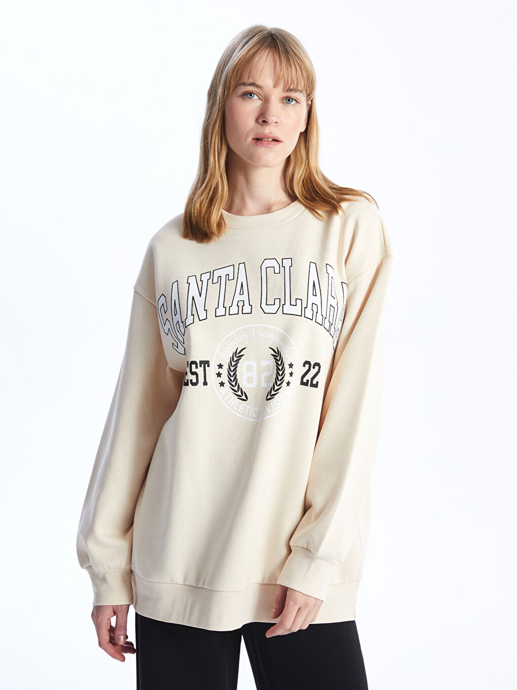 Sweat-Shirt Épais Imprimé Surdimensionné à Col Rond pour Femmes