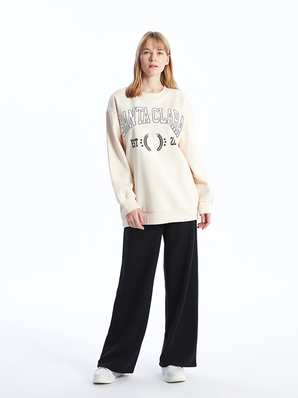 Sweat-Shirt Épais Imprimé Surdimensionné à Col Rond pour Femmes-2