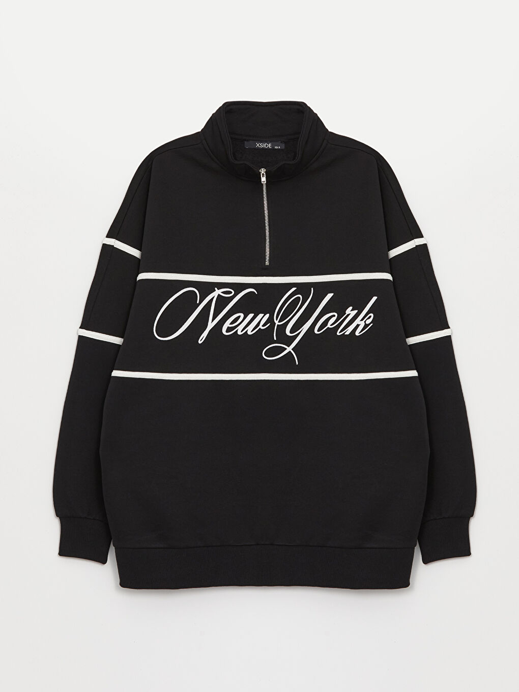 Stand Collar Printed Women's Thick Sweatshirt-5