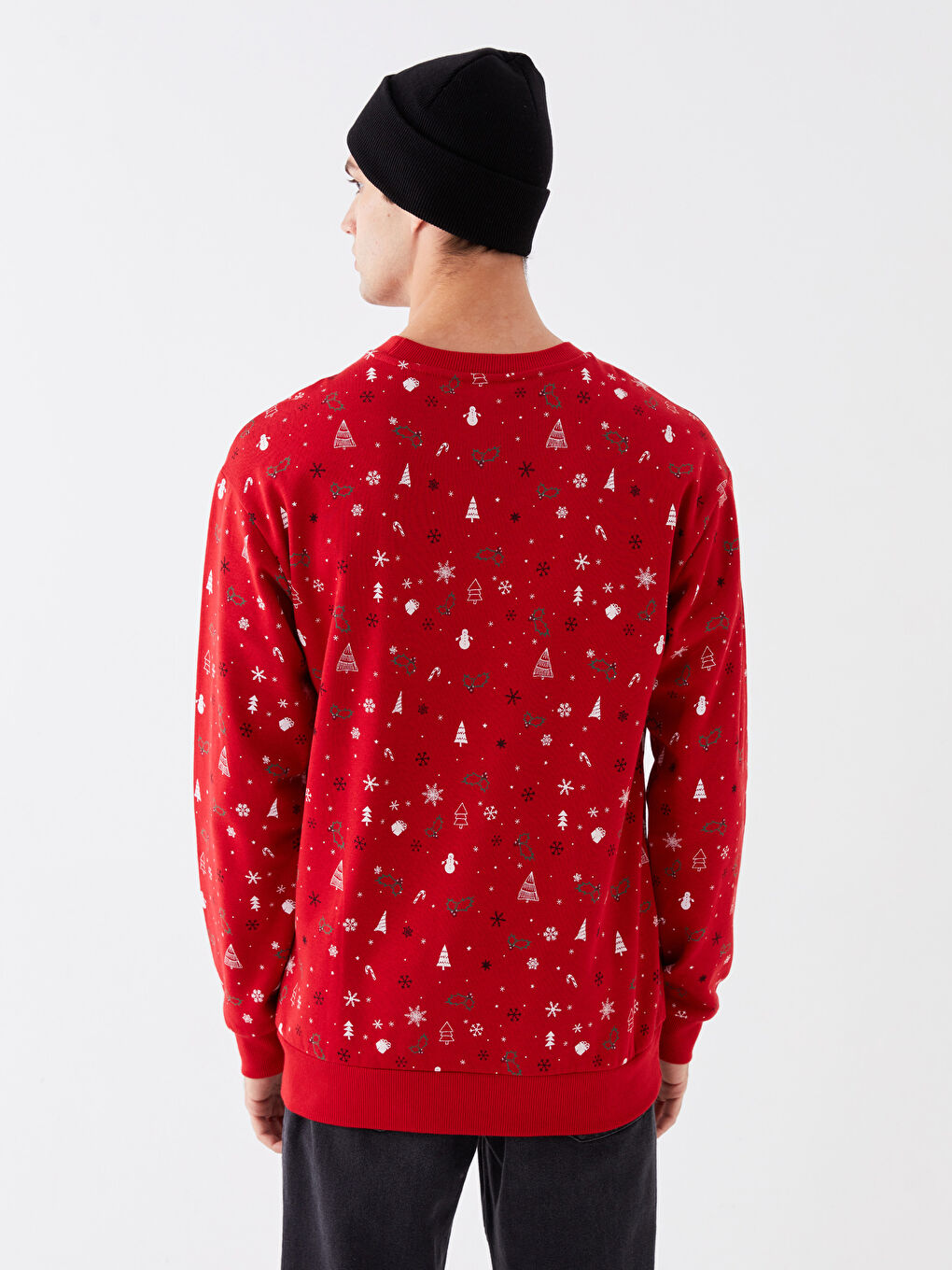 Crew Neck Long Sleeve Christmas Themed Men's Thick Sweatshirt-4
