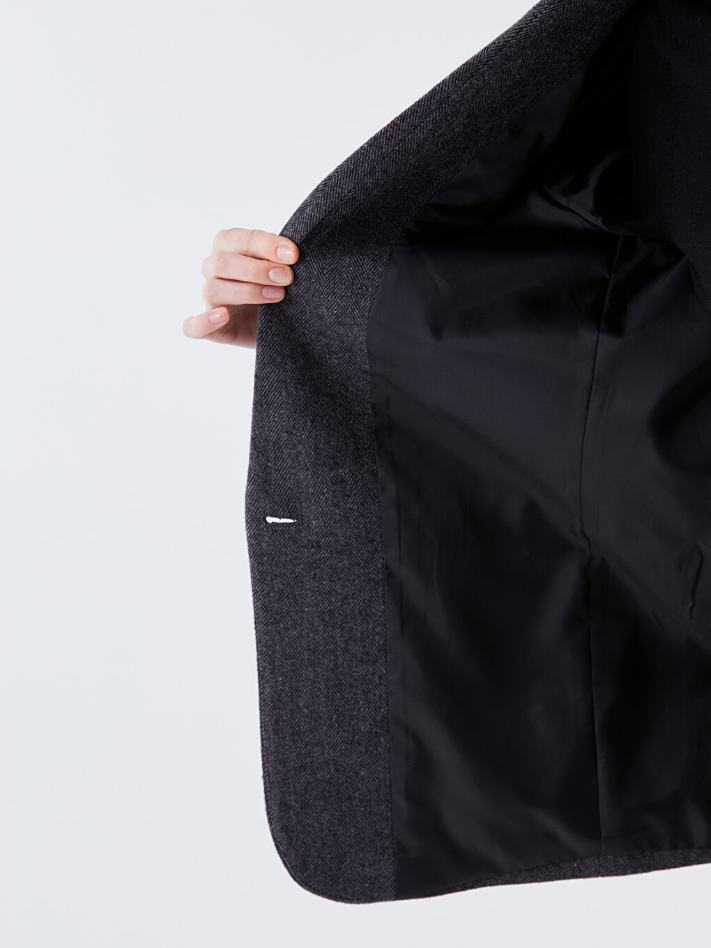 Antrasit Düz Uzun Kollu Kadın Blazer Ceket-5