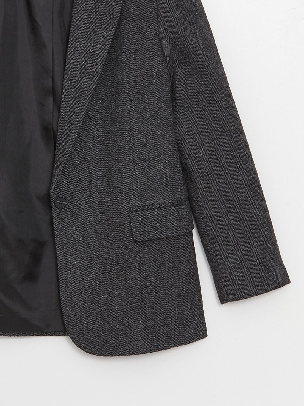 Antrasit Düz Uzun Kollu Kadın Blazer Ceket-9