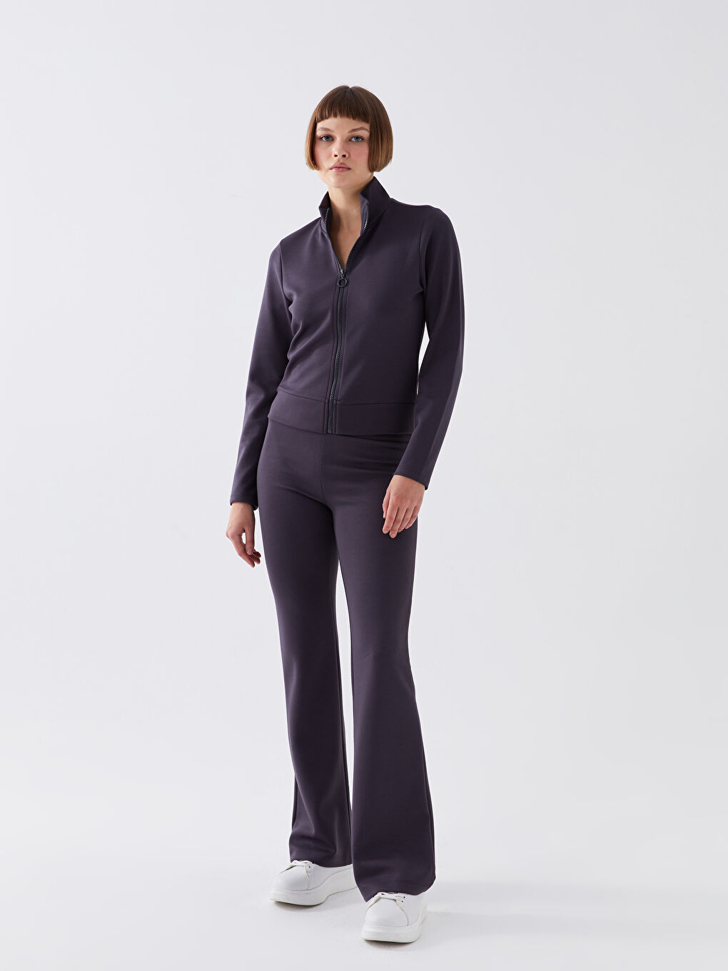 Gri Kadın Beli Lastikli Düz Eşofman Altı