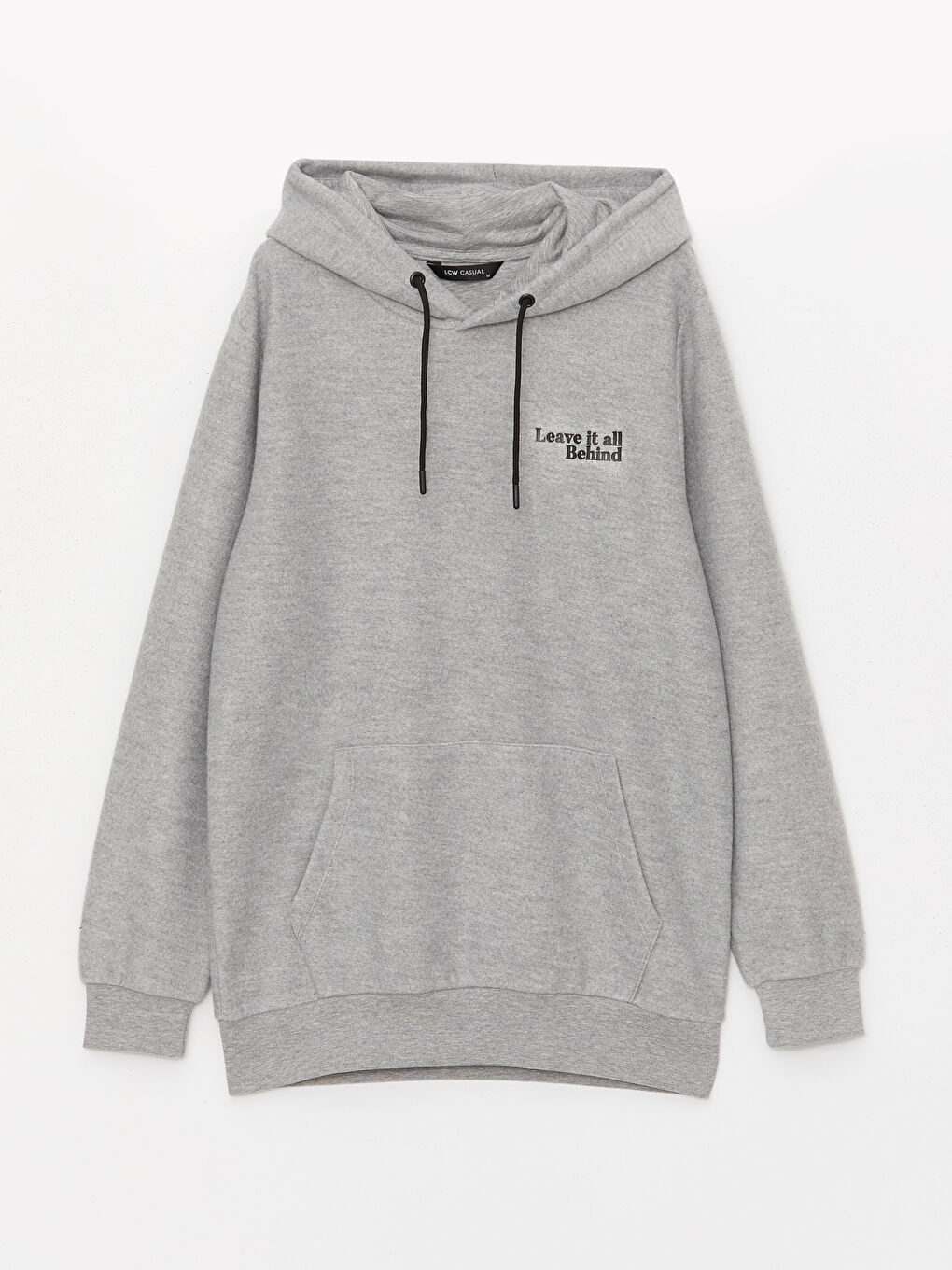 LCW Casual Gri Uzun Kollu Baskılı Erkek Kalın Hoodie - 5