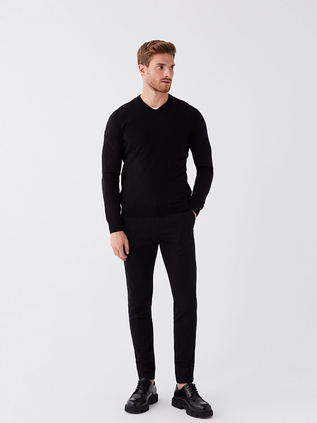 V Neck Long Sleeve Men's Knitwear Sweater-1