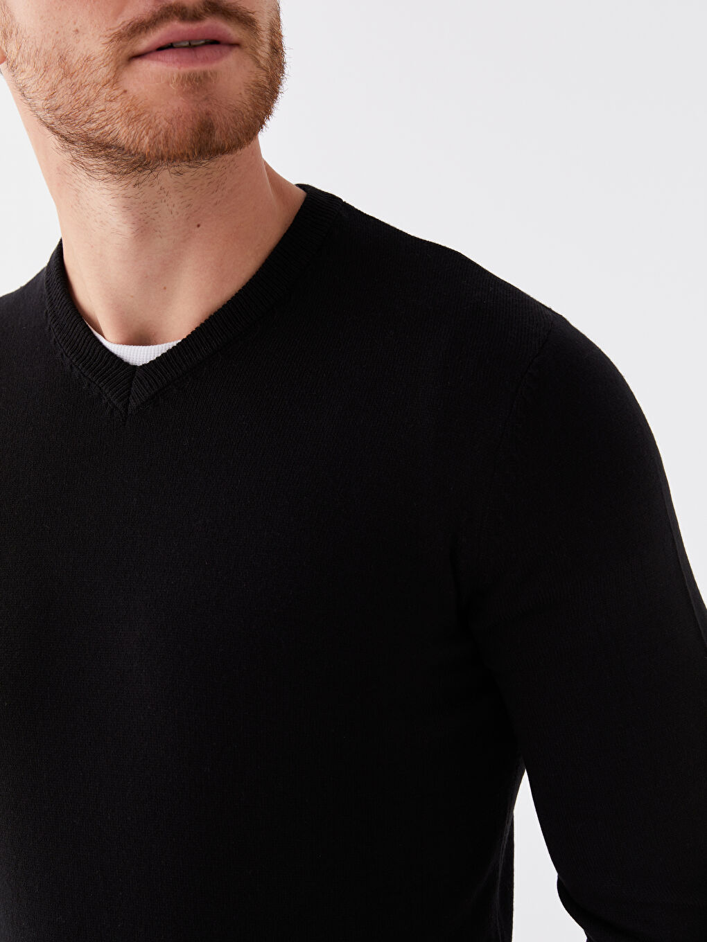 V Neck Long Sleeve Men's Knitwear Sweater-3