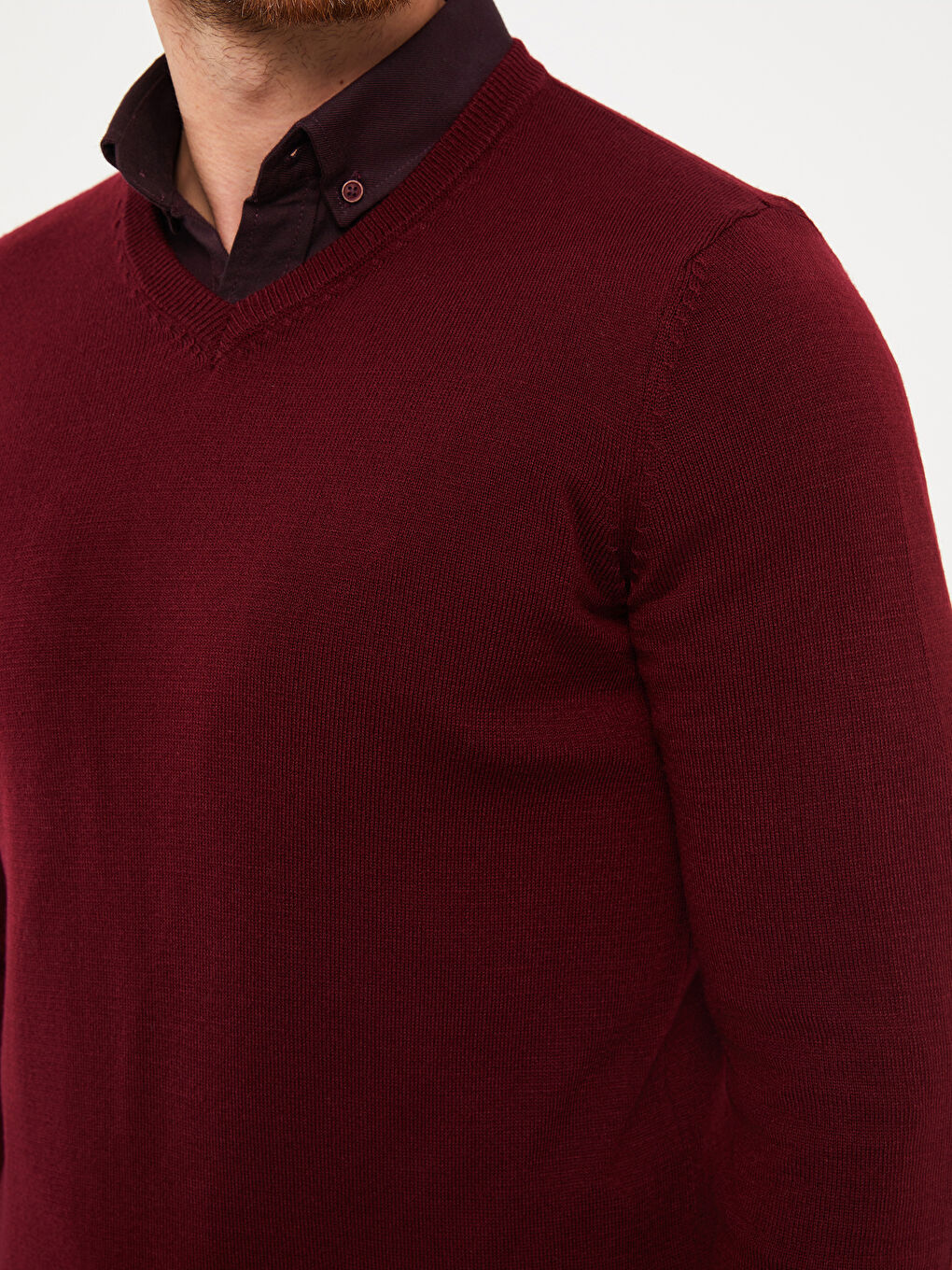V Neck Long Sleeve Men's Knitwear Sweater-3