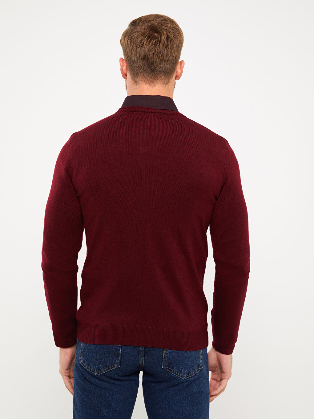 V Neck Long Sleeve Men's Knitwear Sweater-4