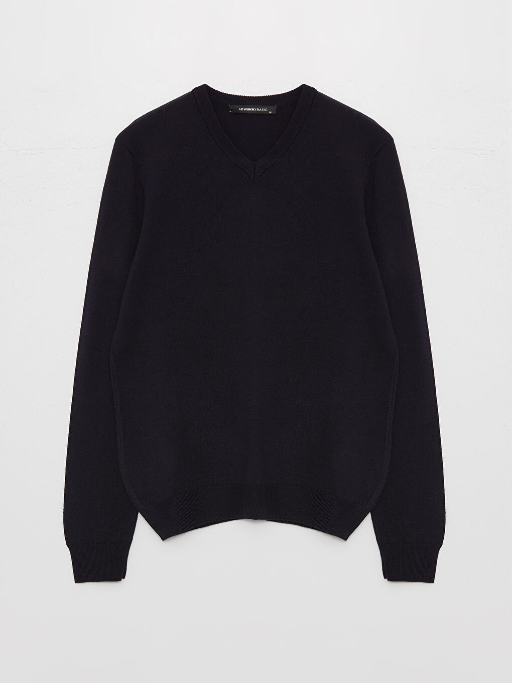 سترة تريكو بياقة على شكل حرف V وكم طويل للرجال-5