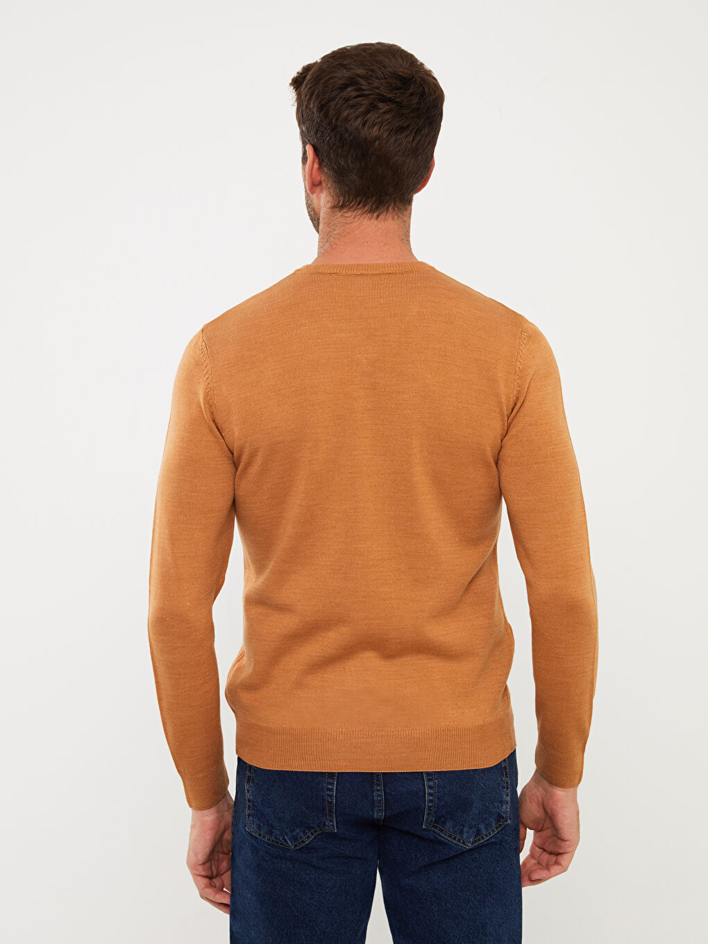 Pulover Tricotat cu Mânecă Lungă și Decolteu în V pentru Bărbați-4