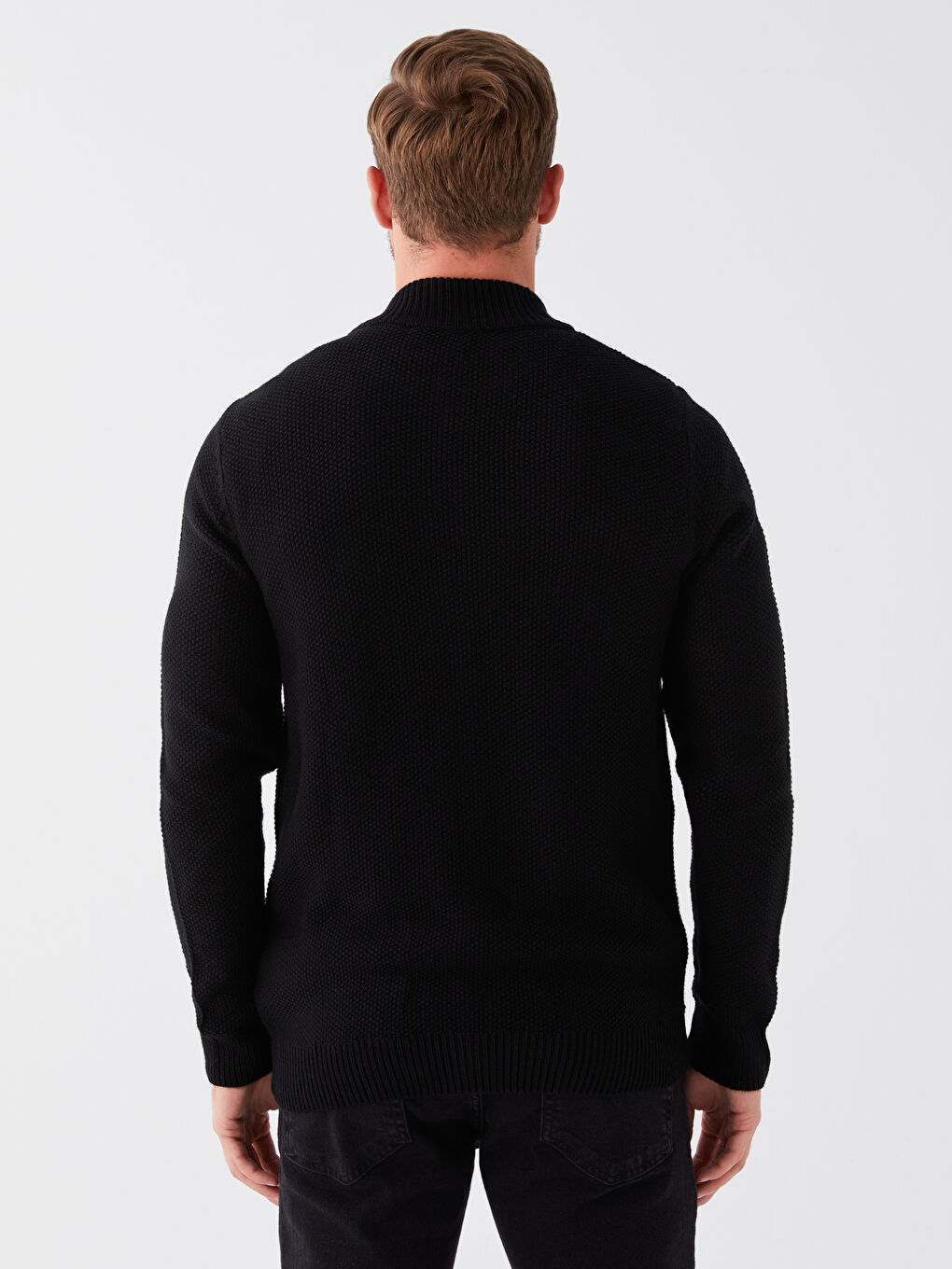 Cardigan Tricotat Pentru Bărbați Cu Guler Tip Pâlnie Croială Regular-4