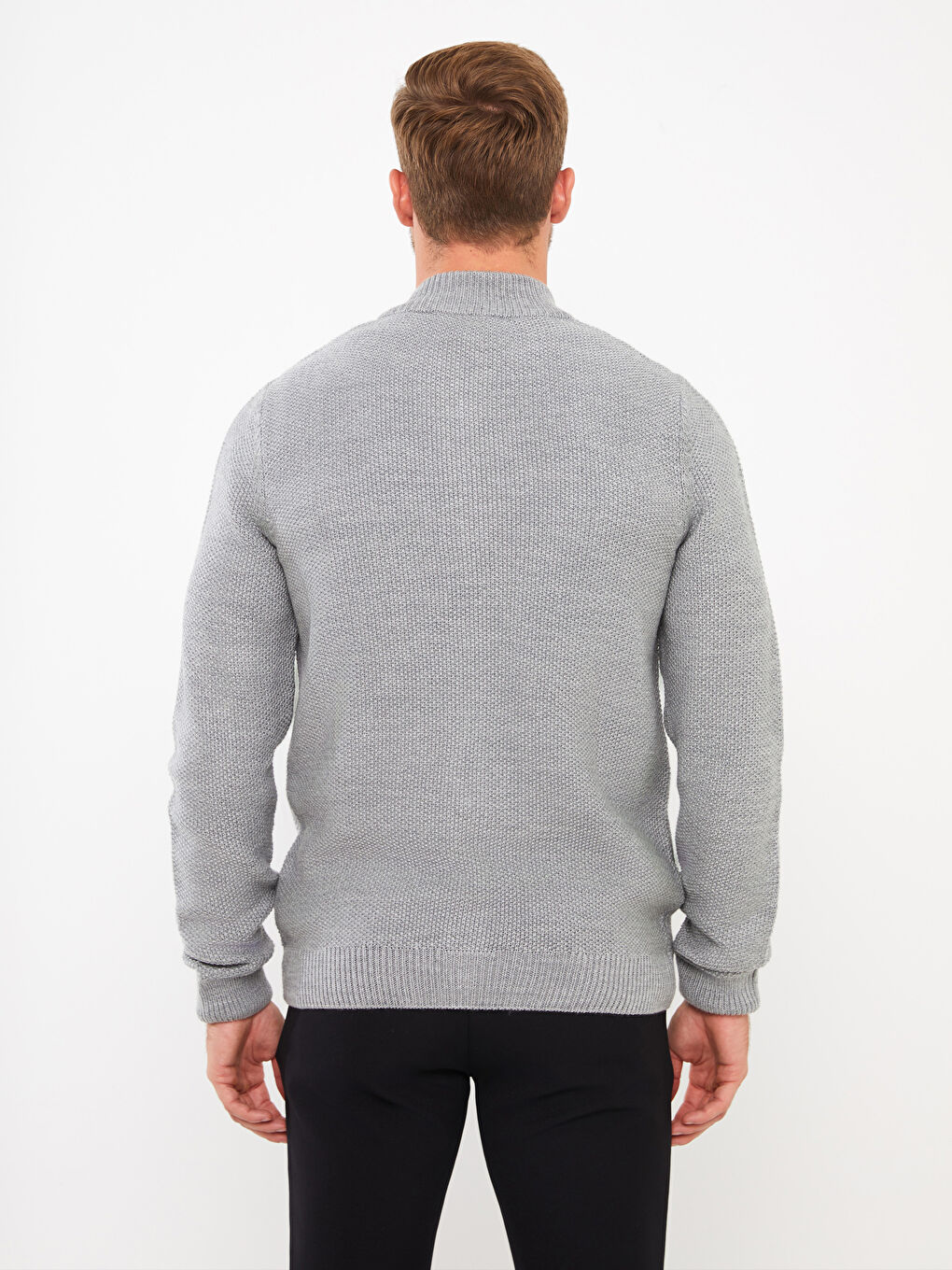 كارديجان تريكو ياقة قمع عادي للرجال-4