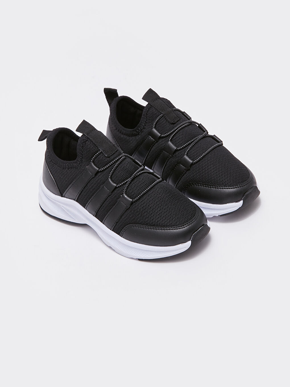 Siyah File Detaylı Erkek Çocuk Spor Ayakkabı