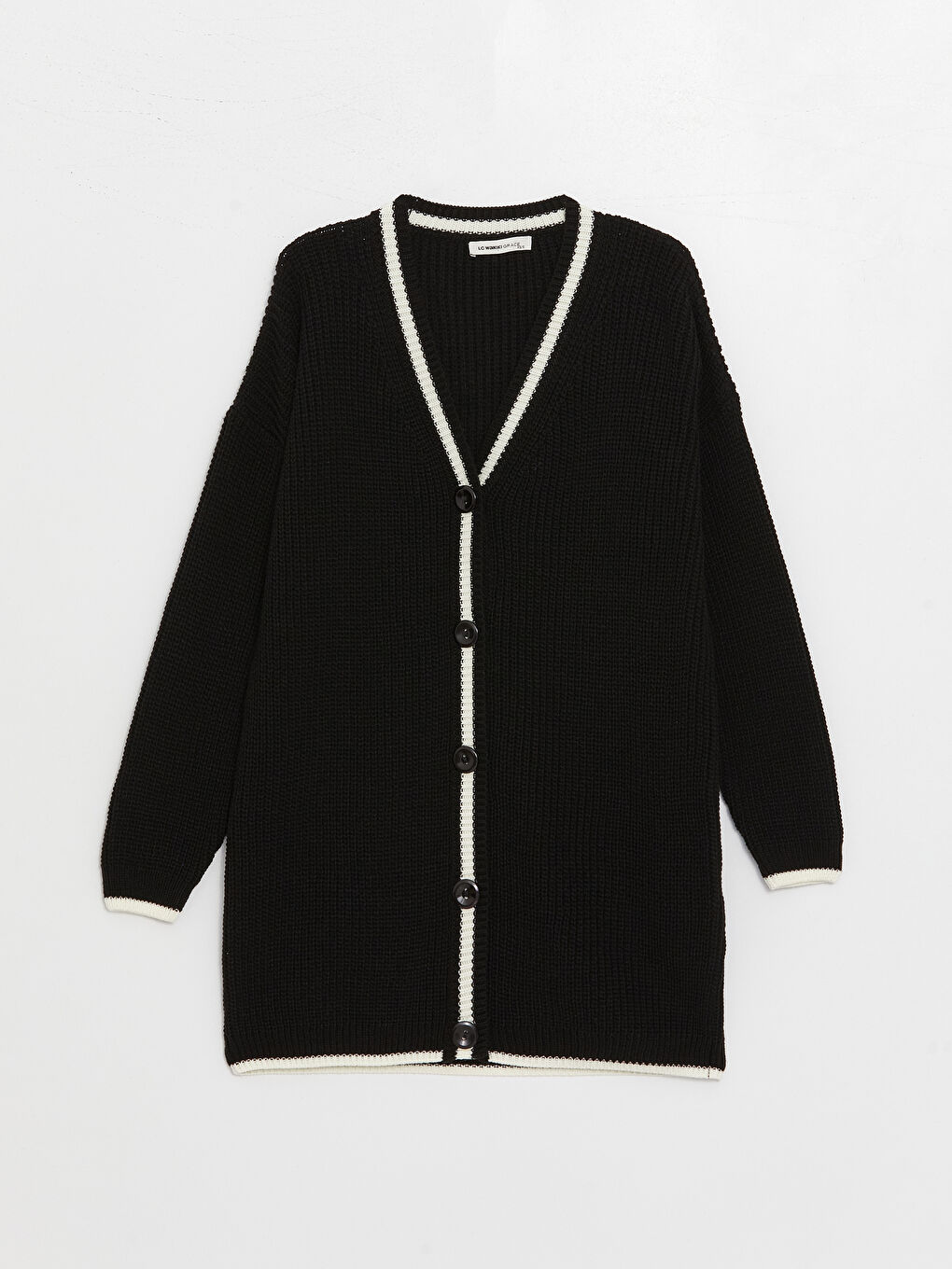 LC Waikiki V-Neck Self Patterned Long Sleeve Women's Knitwear Cardigan -W3GB66Z8-CVL