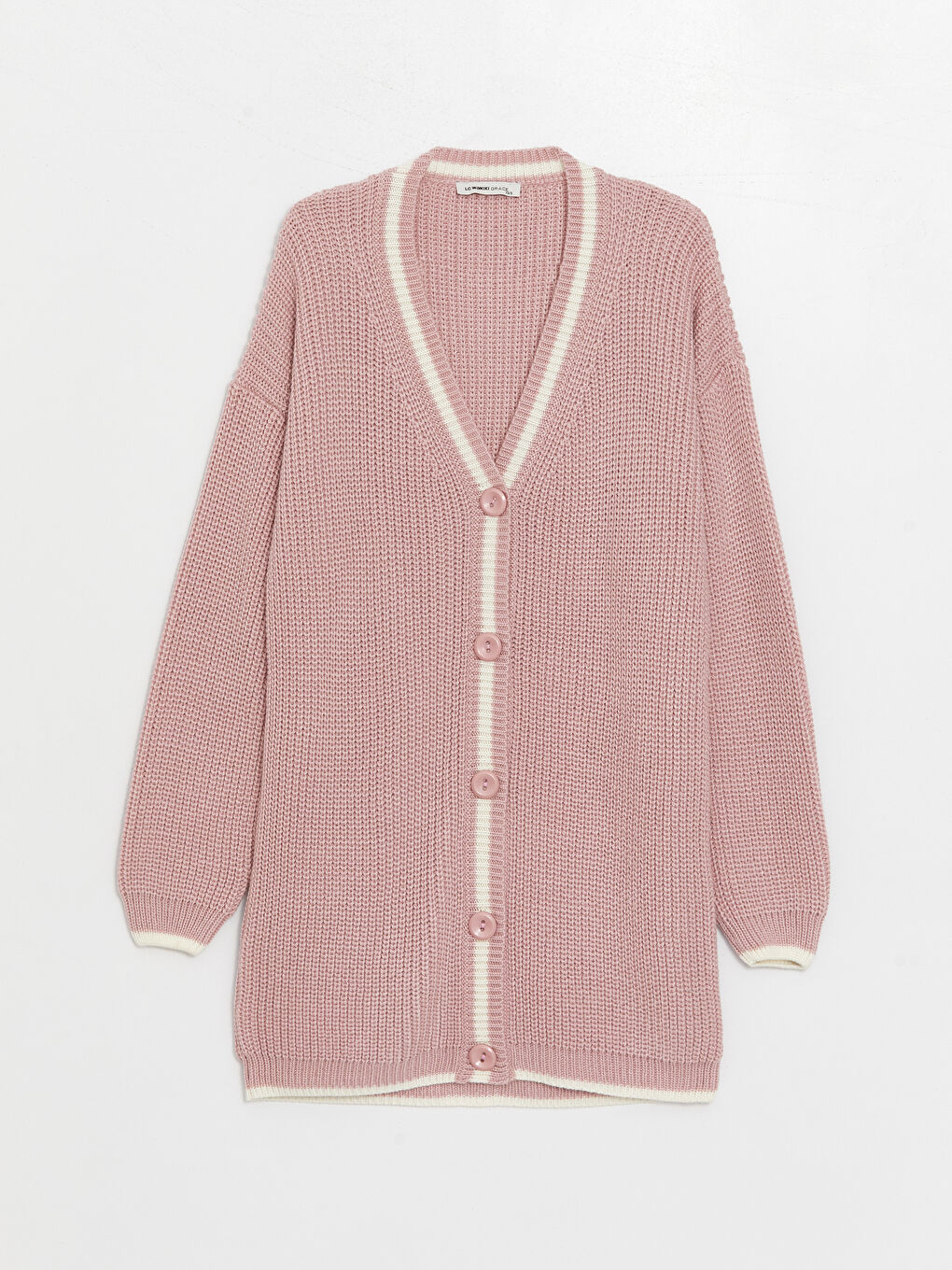 V-Neck Self Patterned Long Sleeve Women's Knitwear Cardigan-5