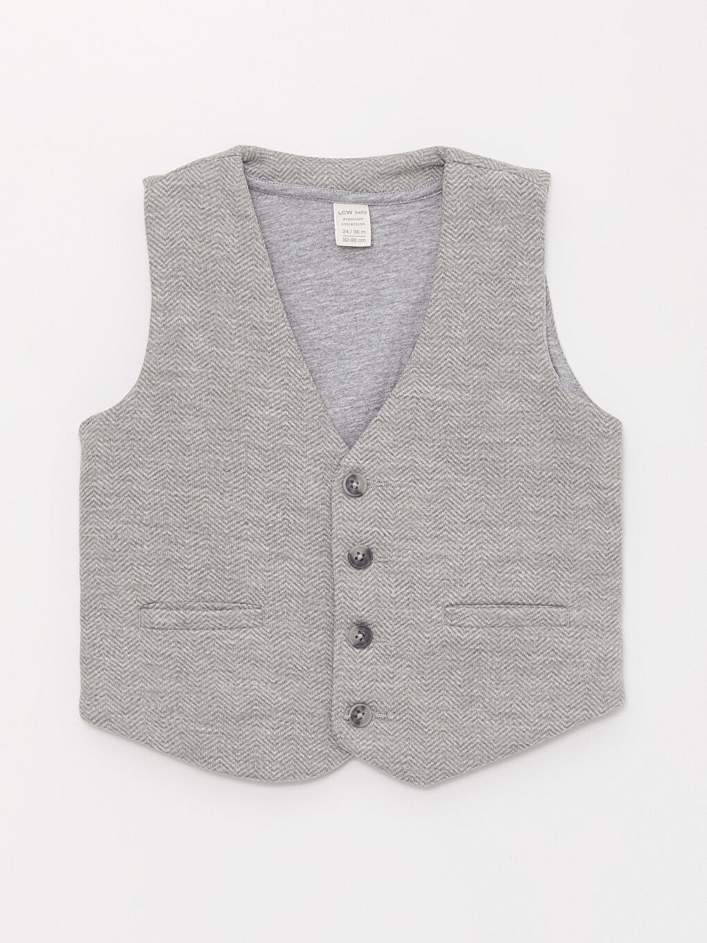 Gri V Yaka Erkek Bebek Pantolon ve Yelek Takım 2'li-1