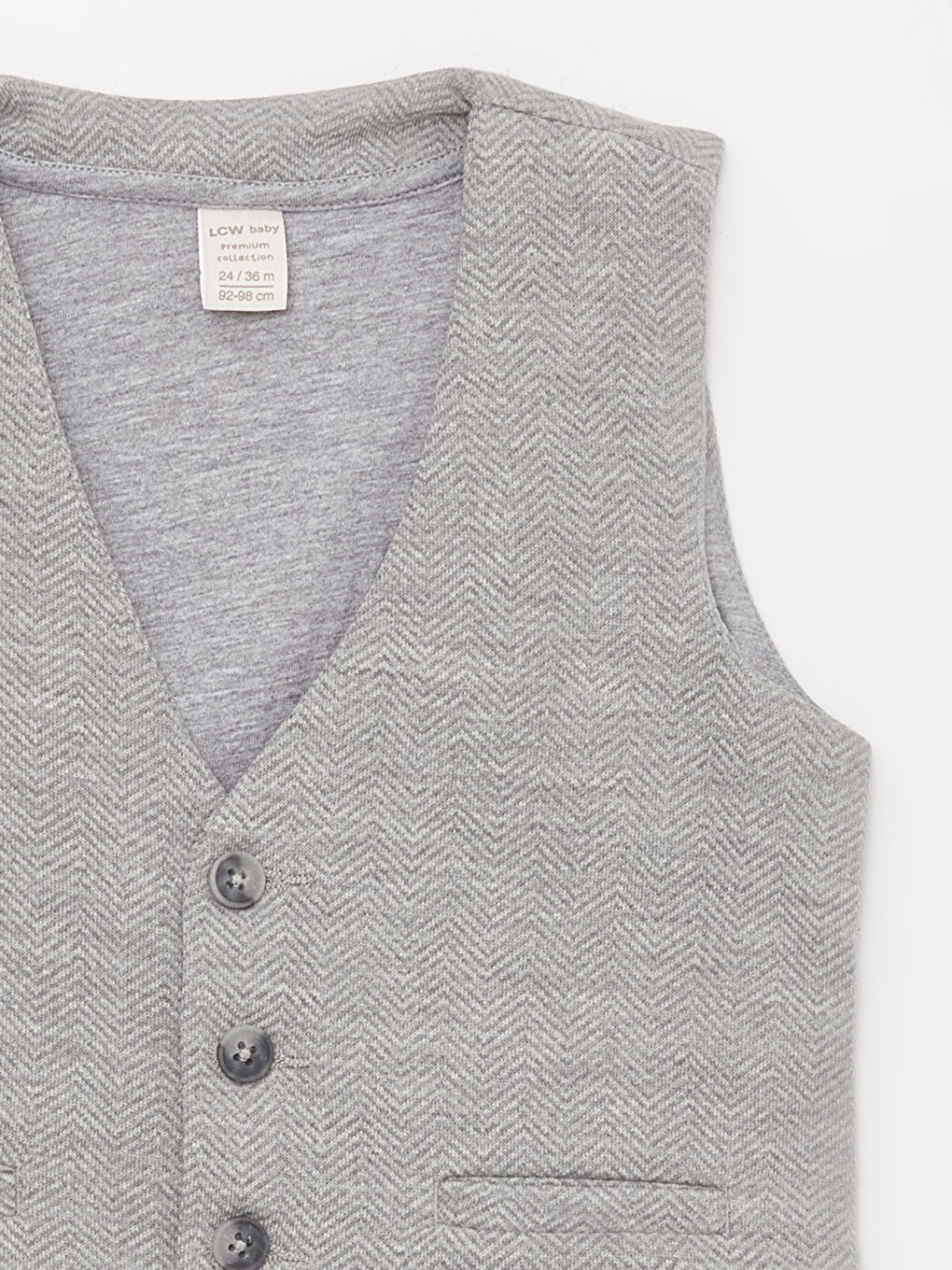 Gri V Yaka Erkek Bebek Pantolon ve Yelek Takım 2'li-2