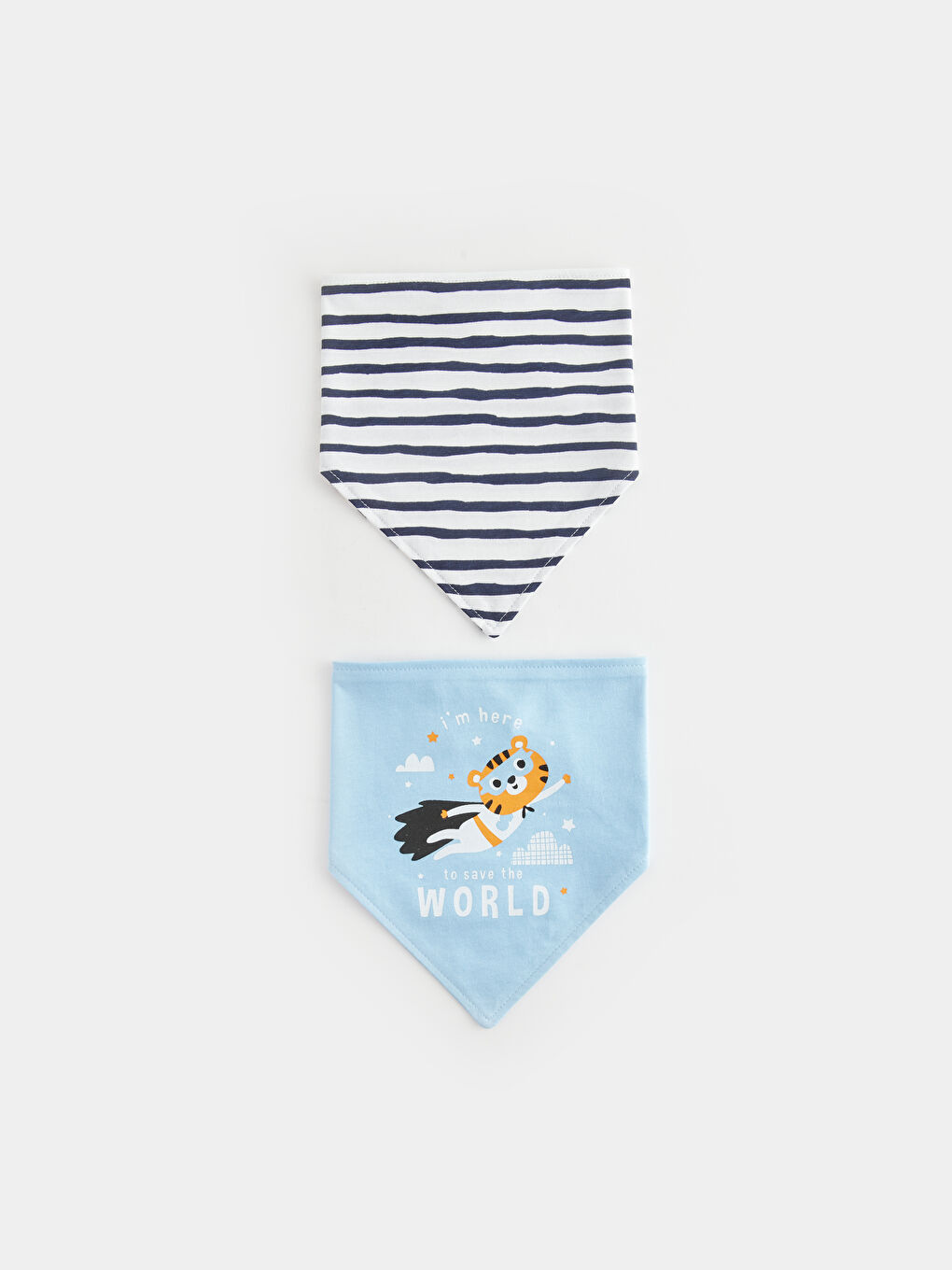 Desenli Erkek Bebek Mama Önlüğü 2'li-1