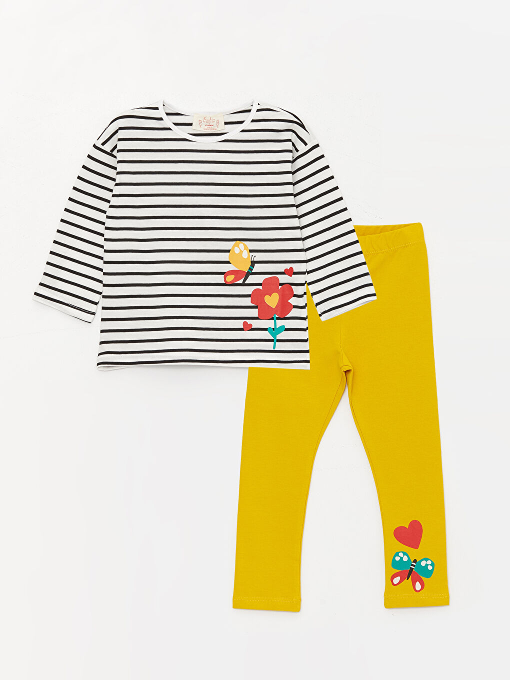 Crew Neck Printed Baby Girl T-Shirt and Leggings 2-Pack Set-2