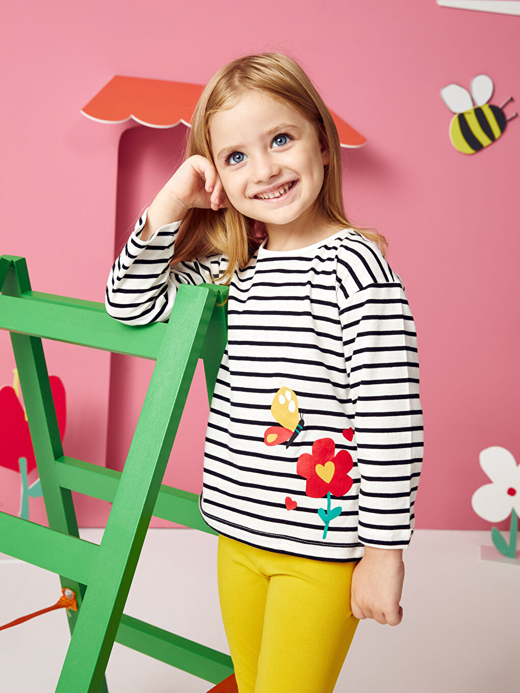 Crew Neck Printed Baby Girl T-Shirt and Leggings 2-Pack Set-1