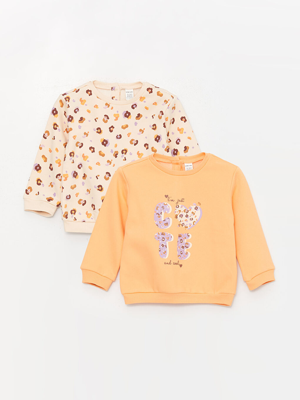 Crew Neck Long Sleeve Baby Girls' Sweatshirt 2 Pack